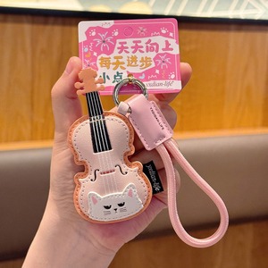 JUNQIAN Leather Guitar <b>Keychain</b> Piano Charm Cut Bag Pendant Soft Eco-Friendly for Girls Wholesale 2026 - Product Image 5