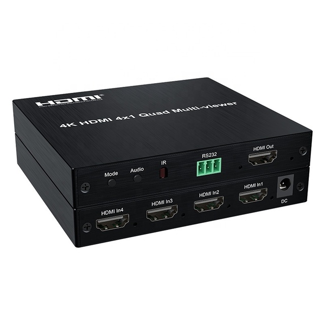 4K 30Hz 4x1 HDMI Quad Multi-viewer 4 in 1 Out 1080P HDMI Multiviewer Seamless Switcher Split Screen 4x1 for Camera PC TV Monitor