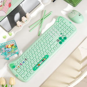 Mofii Cute Cat Plus Wireless <b>Keyboard</b> Mouse Set Pink Cartoon Design For Home Office Use - Product Image 3
