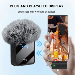 F11-2 Không Dây Lavalier Sống Xách Tay Mini Mic Cắm Và Chơi Phát Sóng Trực Tiếp Vlog Không Dây Ve Áo Kép Transmitter Microphone - Product Image 4
