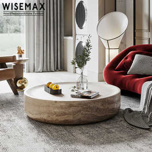 WISEMAX Vintage italiano <span class=keywords><strong>tavolo</strong></span> da salotto rotondo travertino tavolino da caffè a bassa altezza pavimento <span class=keywords><strong>in</strong></span> <span class=keywords><strong>marmo</strong></span> naturale lato <span class=keywords><strong>tavolo</strong></span> da tè - Product Image 1