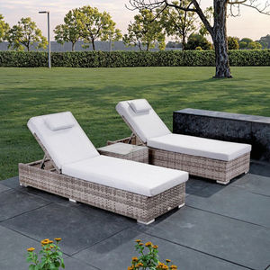 مجموعة كراسي استلقاء خارجية للحدائق والشاطئ مكونة من قطعتين مصنوعة من الراتان مع ظهر قابل للتعديل على <span class=keywords><strong>5</strong></span> مستويات - Product Image 1