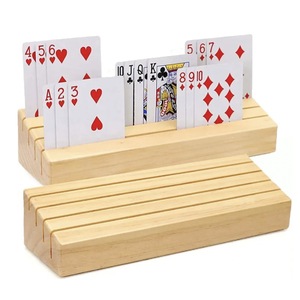 Support de rangement pour cartes à jouer en bois massif, forme trapézoïdale, support de cartes de jeu de table en bois, présentoir pour cartes à jouer - Product Image 5