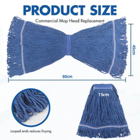 Tête de balai serpillère en coton bouclé de qualité supérieure, type Kentucky, pour usage commercial, remplacement pour le nettoyage des sols des bureaux et des centres commerciaux