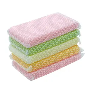 Dish Washing Net Cloths Sponge Scourer Kitchen Dish Washing Sponge Scrubber Odor-Free Nice Mesh Net Sponge Can Used for Travel