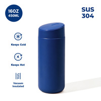 Nouvelle Tasse Isotherme en Acier Inoxydable 304 de 450 ml, Bouteille d'Eau Portable à Double Paroi Sous Vide avec Couvercle Coulissant, Vente en Gros Transfrontalière