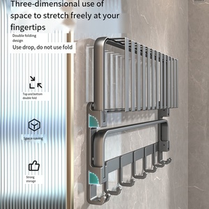 Serviette de bain toilette avec crochets support de rangement de salle de bain porte-accessoires porte-serviettes en métal porte-serviettes de salle de bain supports - Product Image 5