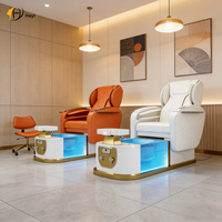 Meubles de spa de luxe sur mesure, chaises de spa pour les pieds, fauteuil de massage électrique pour pédicure et ensemble de table de manucure pour salon de manucure