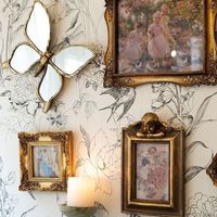 Art Deco pernikahan ramah lingkungan Resin latar belakang gantungan dinding hewan kupu-kupu capung cermin dekoratif