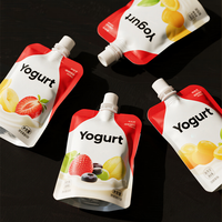 Pochettes Personnalisées de Qualité Alimentaire en Nylon de 100 ml pour Boissons, Yogourt, Jus de Fruits, Forme Unique, Sachet Stérilisable avec Bec Verseur