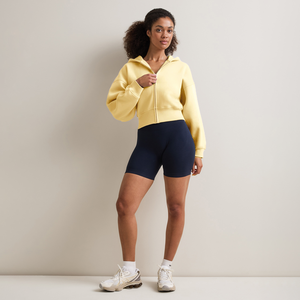 Sweat-shirt court à capuche zippé, écologique et durable, respirant, en coton biologique et polyester recyclé - Product Image 2