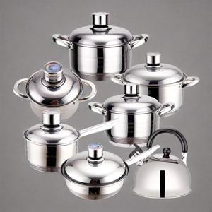 Vente en gros d'usine de <span class=keywords><strong>wok</strong></span> et casseroles en acier inoxydable antiadhésifs de haute qualité Batterie de cuisine avec couvercle de casserole sensible à la chaleur - Product Image 5