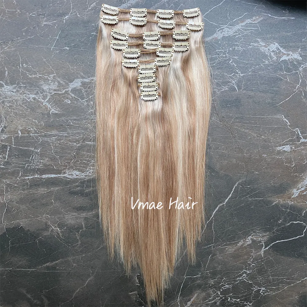 VMAE เวอร์จิน Balayage ไฮไลท์ 100 กรัมคลิปอินต่อผมเวอร์จินรัสเซีย Remy ธรรมชาติตรงผมมนุษย์สีบลอนด์ไฮไลท์