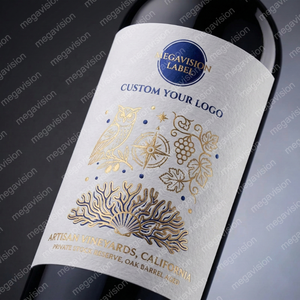 Custom Gold Stamped Self <strong>Adhesive</strong> Kraft Paper Beverage Packagging Labels UV <strong>Printable</strong> <strong>Roll</strong> Stickers Labels for Wine Bottles - Product Image 2