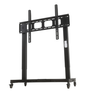 Dual Motor Electric <b>TV</b> <b>Stand</b> Floor Mount Movable Wheeled Trolley Modern Minimalist Design Black Metal Frame - Product Image 5