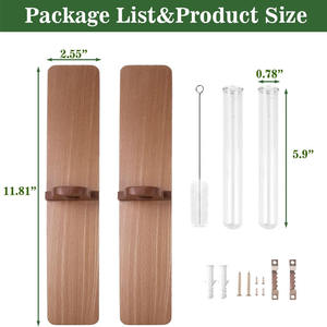 Tube de Station de Propagation de Plantes avec Support en Bois Vase Décoratif Mural Hydroponique Plante Suspendue Terrarium Jardinière en Verre - Product Image 4