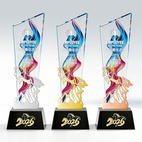 Trophée en cristal poli Cheval du Nouvel An, récompense d'honneur pour les employés exceptionnels de la réunion annuelle, impression numérique personnalisée, créatif