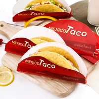 Conception d'impression personnalisée Boîte à tacos unique biodégradable jetable Conteneur à taco à emporter Porte-taco en papier