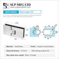 Engsel Pintu Shower Adjustable Super Slim Gap 180 dari Kuningan Padat dengan Penutup Warna Gun Metal