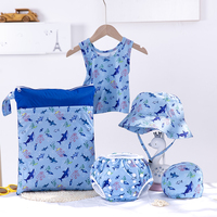 Ensemble de bain écologique pour bébé, sac imperméable PUL, couche de bain réutilisable, chapeau, kit de vêtements, ensemble de bain lavable pour bébé