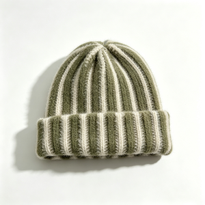 Gorro Unisex de Punto Acanalado a Rayas, Suave, Cálido y Afelpado, con Borde, para Invierno, 100% Acrílico, Gorro ACE, para Uso Diario al Aire Libre - Product Image 5