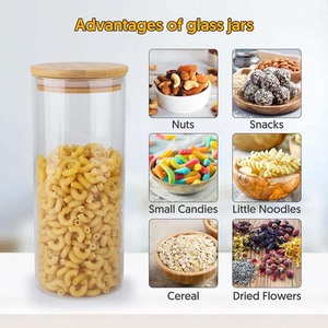 I più venduti barattolo di vetro ermetico ad alto contenuto di borosilicato da 8 once 14 once con coperchio in legno di bambù - Product Image 2