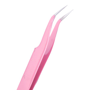 Pince à épiler de précision rose en acier inoxydable, faux cils, pointes courbées, pour journalisation, nail art, démontage et réparation, bord fin - Product Image 5