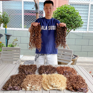 Honor tóc Hot Bán 100% Trinh Nữ tóc con người phần <span class=keywords><strong>m</strong></span>ở rộng <span class=keywords><strong>m</strong></span>àu sắc khác nhau bán buôn xoăn clip trong phần <span class=keywords><strong>m</strong></span>ở rộng tóc - Product Image 5