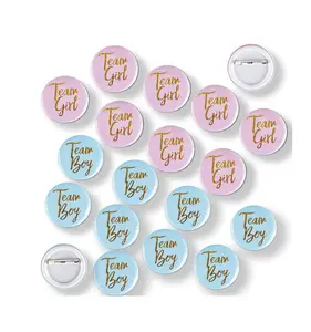 Team Boy Girl Badge Button Pin Gender Reveal Button for Baby Shower Party Favors Gender Reveal Party Supplies