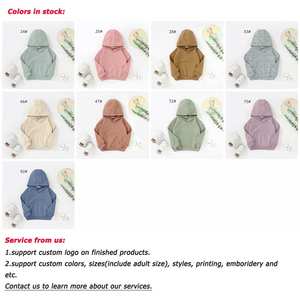 Großhandel Langarm Kängurutasche Unisex Baby Hoodies Pullover Bio-Baumwolle Einfarbig Baby Hoodie Bekleidung - Product Image 2