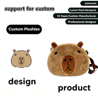 Sac à dos bandoulière personnalisé en peluche Capybara Ita, motif dessin animé, avec logo et photo imprimés sur mesure, rembourrage en coton PP, certifié EN71