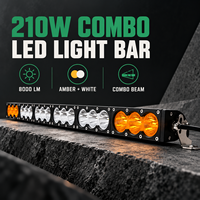 Barre lumineuse LED bicolore HSSH 210W, 38 pouces, simple rangée, combiné ambre/blanc, lampe de toit 9-30V 8000Lm pour camion et voiture