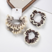 2 Piezas de Coleteros de Tela Tipo Tarjeta con Bordes Anchos, Scrunchies de Malla Brillante, Bandas Elásticas para el Cabello para Mujeres, Coletas Altas