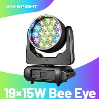 Projecteur de scène à tête mobile 19x15W RGBW LED Zoom Beam Wash avec zoom, mise au point, rotation de motifs et bande LED à pixels DMX512 pour DJ et discothèque
