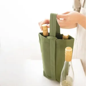 定制两个酒瓶手提包便携式帆布酒袋支架热卖瓶啤酒手提包