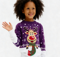 Pulls en tricot jacquard épais à col rond pour filles, style 'Ugly Christmas', collection 2026, vente en gros, fabricant