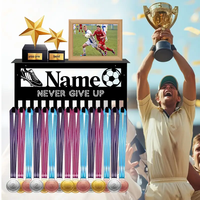 Présentoir de trophées en métal personnalisable Porte-médailles mural moderne et durable avec nom de famille Porte-médailles de marque