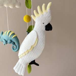 Loro juguetes móvil selva animales amigos cacatúa camaleón perezoso tucán bebé cuna móvil suave juguete colgante con aro de madera - Product Image 2