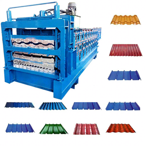 Heißer Verkauf Fliesenherstellungsmaschine Dach-Wandplatten-Rollformmaschine mit Motor Dreischicht-Rollformmaschine - Product Image 1