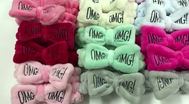 Süßes Stirnband Mit Schleife & OMG-Stickerei – Flanell-Turban Für Damen & Mädchen, 8 Farben