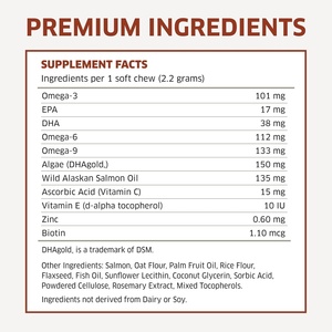 Suplementos Masticables de Aceite de Pescado Omega 3 6 9 de Marca Propia, Ricos en EPA y DHA, Vitaminas C y E, Alivio de Alergias, Salud para Perros y Gatos con Pérdida de Pelo - Product Image 3