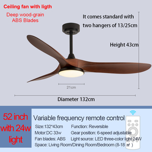 52 inch <span class=keywords><strong>3</strong></span> ABS hạt gỗ lưỡi DC sang trọng hiện đại điện trang trí phòng quạt trần với ánh sáng điều khiển từ xa người hâm mộ - Product Image 3