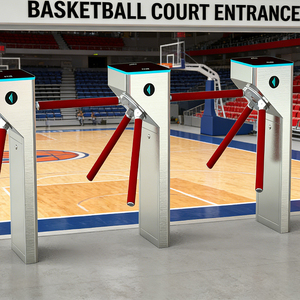 Tornello a tre bracci per controllo accessi in acciaio inossidabile, altezza vita, per campi da basket e piste di pattinaggio - Product Image 3