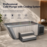 Baignoire en bois pour bain froid avec système de refroidissement, bain de glace en acier inoxydable pour le bien-être à domicile