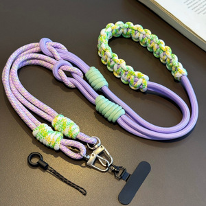 Weaving Colorful Mobile Phone <b>Lanyards</b> Crossbody Color-block Versatile Strap Girls Anti-loss Shoulder And Back Strap Chain - Product Image 2