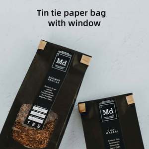 Bolsa de Papel Kraft para Granos de Café con Cierre Metálico, Material Plástico OPP con Ventana y Logotipo Personalizado, Empaque de Alimentos para Almacenamiento en Papel Kraft - Product Image 2