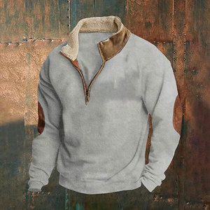 가을 봄 연보 남자의 복고풍 스타일 하라주쿠 까마귀 반 오픈 칼라 스웨터 함께 자수 접합 - Product Image 2