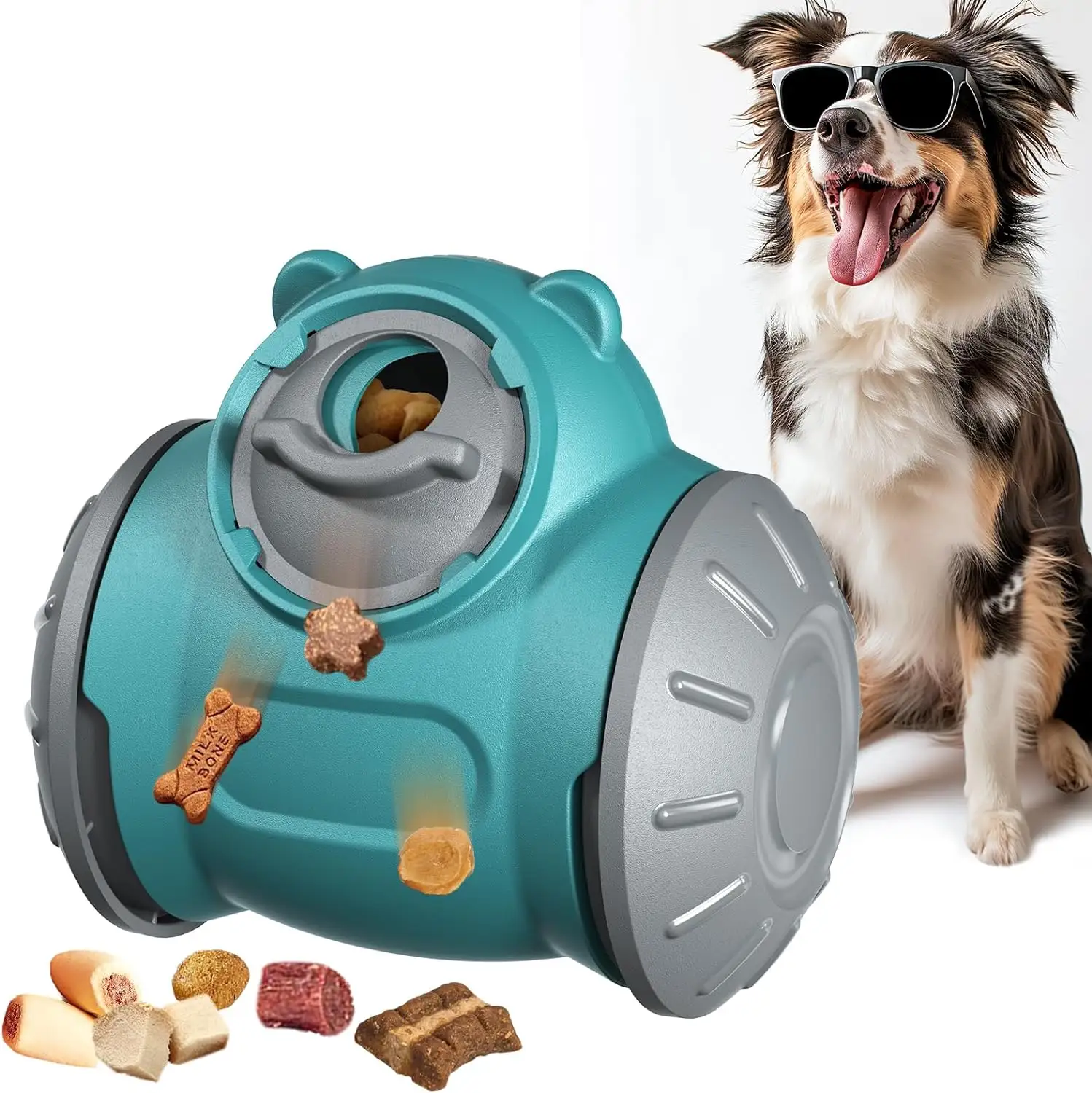 Dog Interactive Toys Indestructible Puppy Toy Adjustable Food Dispensing Treat Dispenser