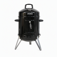 Barbecue fumoir au charbon de bois Bullet Smoker en acier émaillé avec thermomètre intégré et poignée anti-chaleur pour barbecue extérieur, jardin et camping