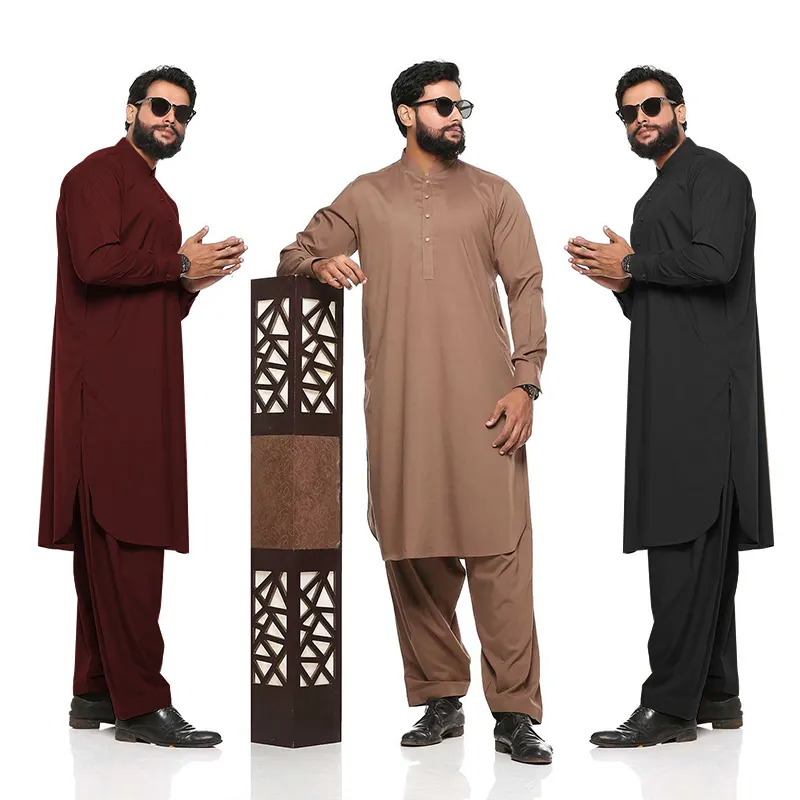 Usine personnalisée shalwar kameez hommes en gros hommes formels shalwar kameez hommes musulmans haut et pantalon ensemble